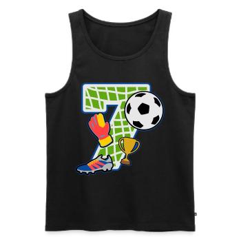 Fußball 7. Geburtstagsparty Nummer 7 - 7 Jahre - Männer Premium Bio Tank Top - Schwarz - Vorne - AI Model Male 178 light (178cm)