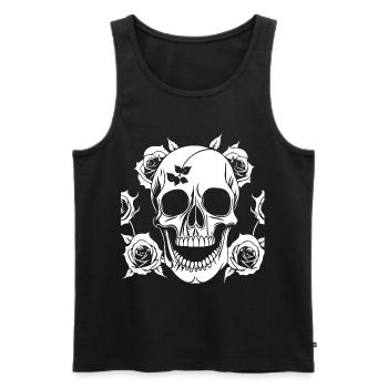 Horreur Crâne Crâne Art Crâne Gothique Heavy Metal - Débardeur bio Premium Homme - noir - Devant - Michal (187cm)