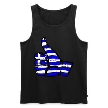 Drapeau de la Grèce OK Symbole utilisé - Débardeur bio Premium Homme - noir - Devant - Michal (187cm)
