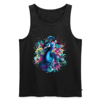 Peacock Feather Exotic Colorful Colorful Art - Men's Premium Organic Tank Top - black - Front - AI Model Male 178 light (178cm)