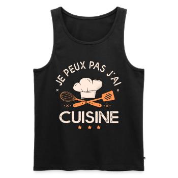 je peux pas j ai cuisine humour chef cuisinier - Débardeur bio Premium Homme - noir - Devant - AI Model Male 178 light (178cm)