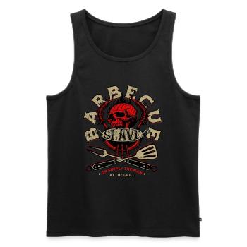 BBQ Slave Skull // Totenkopf Grill Sklave FS0213 - Männer Premium Bio Tank Top - Schwarz - Vorne - Michal (187cm)