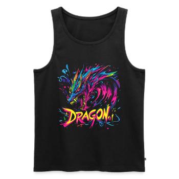 Dragon Colorful Fantasy Magic Mysticism Mythology Art - Men's Premium Organic Tank Top - black - Front - AI Model Male 178 light (178cm)