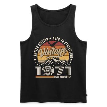 1971 Geschenk 54. Jubiläum 1971 Jahrgang 1971 - Männer Premium Bio Tank Top - Schwarz - Vorne - AI Model Male 178 light (178cm)