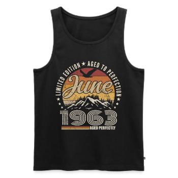 June 1963 Gift 62nd Anniversary June 1963 Retro - Men's Premium Organic Tank Top - black - Front - Michal (187cm)