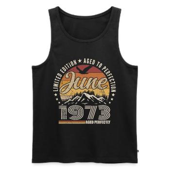 June 1973 52nd Anniversary Gift June 1973 Retro - Men's Premium Organic Tank Top - black - Front - AI Model Male 178 light (178cm)