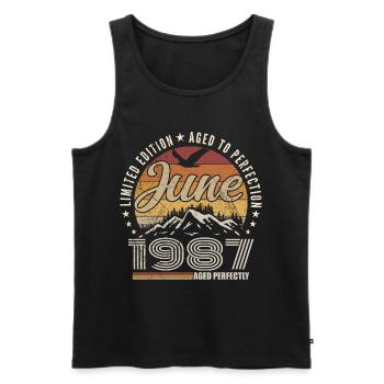 June 1987 38th Anniversary Gift June 1987 Retro - Men's Premium Organic Tank Top - black - Front - AI Model Male 178 light (178cm)