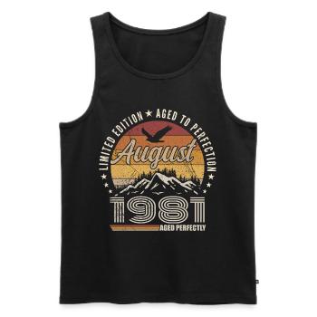 August 1981 Retro-Jubiläum August 1981 August 1981 - Männer Premium Bio Tank Top - Schwarz - Vorne - AI Model Male 178 light (178cm)