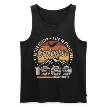 Born in September 1989 - Birthday September 1989 - Men's Premium Organic Tank Top - black - Front - Michal (187cm)