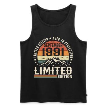 September 1991, September 1991 Geburtstagsgeschenk - Männer Premium Bio Tank Top - Schwarz - Vorne - Michal (187cm)