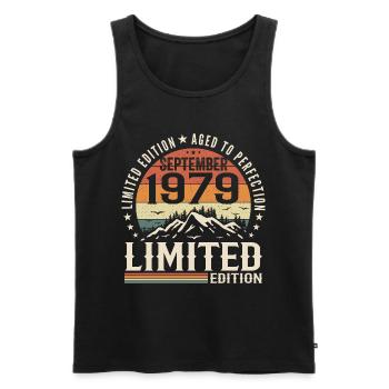 September 1979, September 1979 Birthday Gift - Men's Premium Organic Tank Top - black - Front - Michal (187cm)