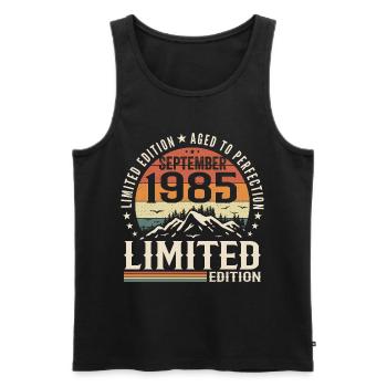 September 1985, September 1985 Birthday Gift - Men's Premium Organic Tank Top - black - Front - Michal (187cm)