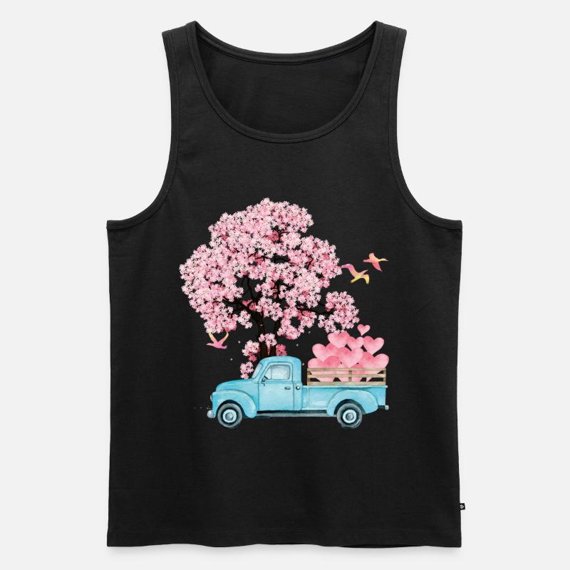 tree bird spring watercolour - Men's Premium Organic Tank Top - black