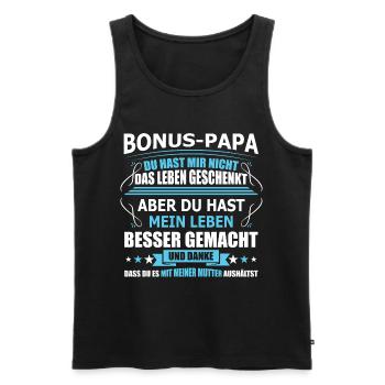 Bonus-papa Spruch Für Schwiegerväter Vatertag - Männer Premium Bio Tank Top - Schwarz - Vorne - Michal (187cm)