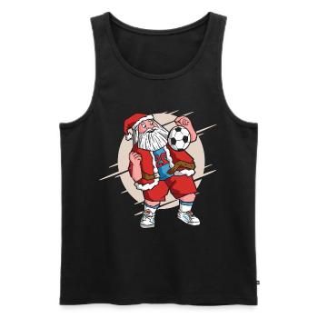 Noël Drôle football Père Noël - Débardeur bio Premium Homme - noir - Devant - Michal (187cm)