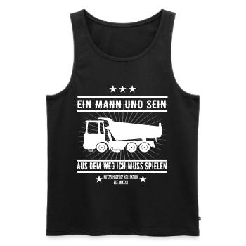 Ein Mann und sein Kipplater / Muldenkipper T-Shirt - Männer Premium Bio Tank Top - Schwarz - Vorne - Michal (187cm)