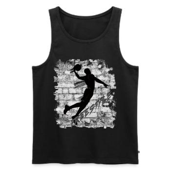 Basket-ball - Débardeur bio Premium Homme - noir - Devant - Michal (187cm)