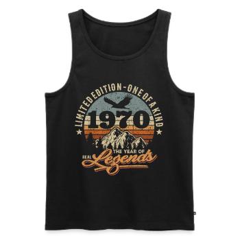 Vintage retro birthday 1970 - Men's Premium Organic Tank Top - black - Front - AI Model Male 178 light (178cm)
