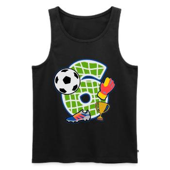 Fußball 6. Geburtstagsparty Nummer 6 - 6 Jahre - Männer Premium Bio Tank Top - Schwarz - Vorne - Michal (187cm)