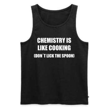 La chimie, c’est comme cuisiner Chemie Chemikant Spruch - Débardeur bio Premium Homme - noir - Devant - Michal (187cm)