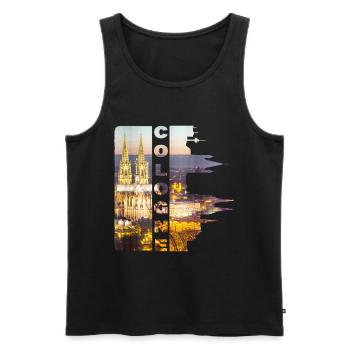 Cologne Cologne Allemagne Ville Skyline Cathédrale de Cologne - Débardeur bio Premium Homme - noir - Devant - AI Model Male 178 light (178cm)