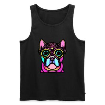 Glücklicher Hund. Glückliche Hunde. Bulldogge - Männer Premium Bio Tank Top - Schwarz - Vorne - AI Model Male 178 light (178cm)