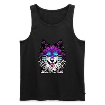 Glücklicher Hund. Glückliche Hunde. Pommern! - Männer Premium Bio Tank Top - Schwarz - Vorne - AI Model Male 178 light (178cm)