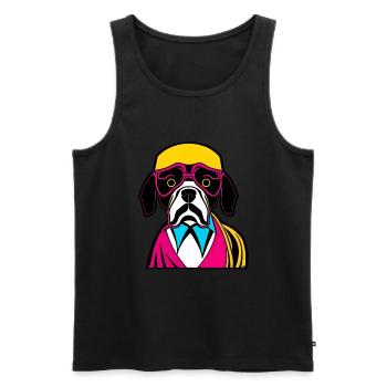 Glücklicher Hund. Glückliche Hunde. Boxer - Männer Premium Bio Tank Top - Schwarz - Vorne - AI Model Male 178 light (178cm)