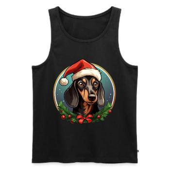 Dachshund Christmas - Men's Premium Organic Tank Top - black - Front - Michal (187cm)