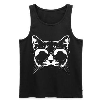 Funny Cat with Sunglasses Kitten Sunglas Cats - Men's Premium Organic Tank Top - black - Front - Michal (187cm)