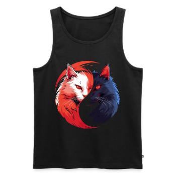 Yin Yang Katzen Katzenkunst für einen - Männer Premium Bio Tank Top - Schwarz - Vorne - AI Model Male 178 light (178cm)