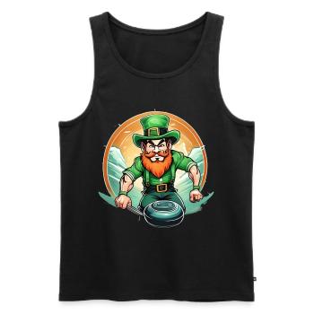 Curling Trèfle de la Saint-Patrick - Débardeur bio Premium Homme - noir - Devant - Michal (187cm)