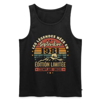 Retro 1981 - Legends born in September 1981 - Men's Premium Organic Tank Top - black - Front - Michal (187cm)