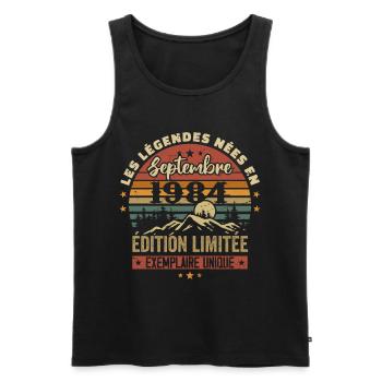 Retro 1984 - Legends born in September 1984 - Men's Premium Organic Tank Top - black - Front - Michal (187cm)