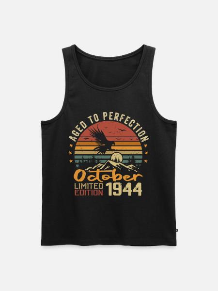 Vintage October 1944 - October 1944 Retro Gift - Men's Premium Organic Tank Top - black