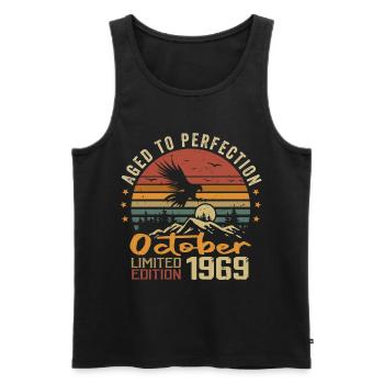 Vintage October 1969 - October 1969 Retro Gift - Men's Premium Organic Tank Top - black - Front - Michal (187cm)