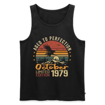 Vintage October 1979 - October 1979 Retro Gift - Men's Premium Organic Tank Top - black - Front - Michal (187cm)