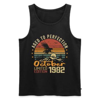 Vintage October 1982 - October 1982 Retro Gift - Men's Premium Organic Tank Top - black - Front - AI Model Male 178 light (178cm)