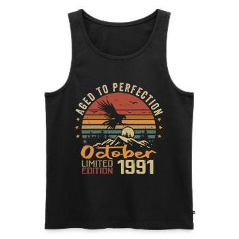 Vintage October 1991 - October 1991 Retro Gift - Men's Premium Organic Tank Top - black - Front - Michal (187cm)