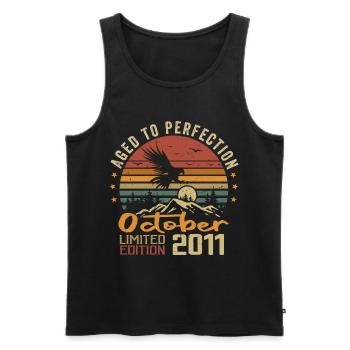 Vintage October 2011 - October 2011 Retro Gift - Men's Premium Organic Tank Top - black - Front - Michal (187cm)