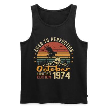 Jahrgang Oktober 1974 - Oktober 1974 Retro Geschenk - Männer Premium Bio Tank Top - Schwarz - Vorne - Michal (187cm)