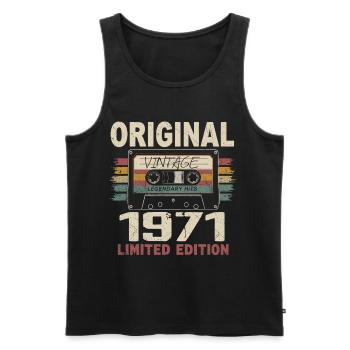 1971 Geburtstagsgeschenk 1971 Jahrgang 1971 Retro - Männer Premium Bio Tank Top - Schwarz - Vorne - Michal (187cm)