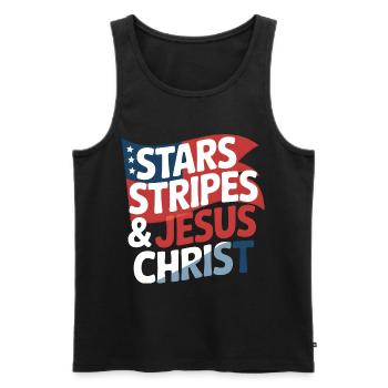 American Believer Christian July 4th Jesus - Men's Premium Organic Tank Top - black - Front - Michal (187cm)