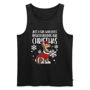 Bouledogue Français Noël Père Noël Cadeau de Noël - Débardeur bio Premium Homme - noir - Devant - Michal (187cm)