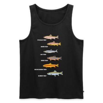 Pêche au poisson | Idée cadeau pêche de poissons - Débardeur bio Premium Homme - noir - Devant - AI Model Male 178 light (178cm)