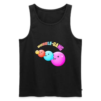 "BUBBLE GANG" ~ pattern, funny chewing gum - Men's Premium Organic Tank Top - black - Front - AI Model Male 178 light (178cm)