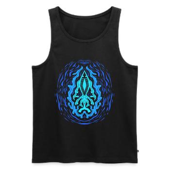 "AQUA" ~ Psychedelisches Fisch Muster - Männer Premium Bio Tank Top - Schwarz - Vorne - AI Model Male 178 light (178cm)