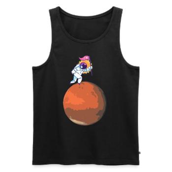 L'idée cadeau cool de l'astronaute sur Mars - Débardeur bio Premium Homme - noir - Devant - AI Model Male 178 light (178cm)