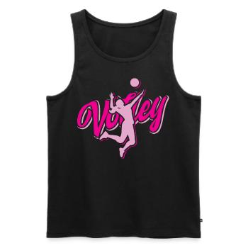 Volley 1Volleyball Aufschlag Baggern Pritschen - Männer Premium Bio Tank Top - Schwarz - Vorne - AI Model Male 178 light (178cm)