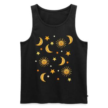 Sonne, Mond und Sterne - Männer Premium Bio Tank Top - Schwarz - Vorne - AI Model Male 178 light (178cm)
